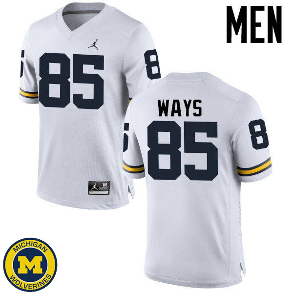 Mens Michigan Wolverines #85 Maurice Ways White Fashion Football Jersey